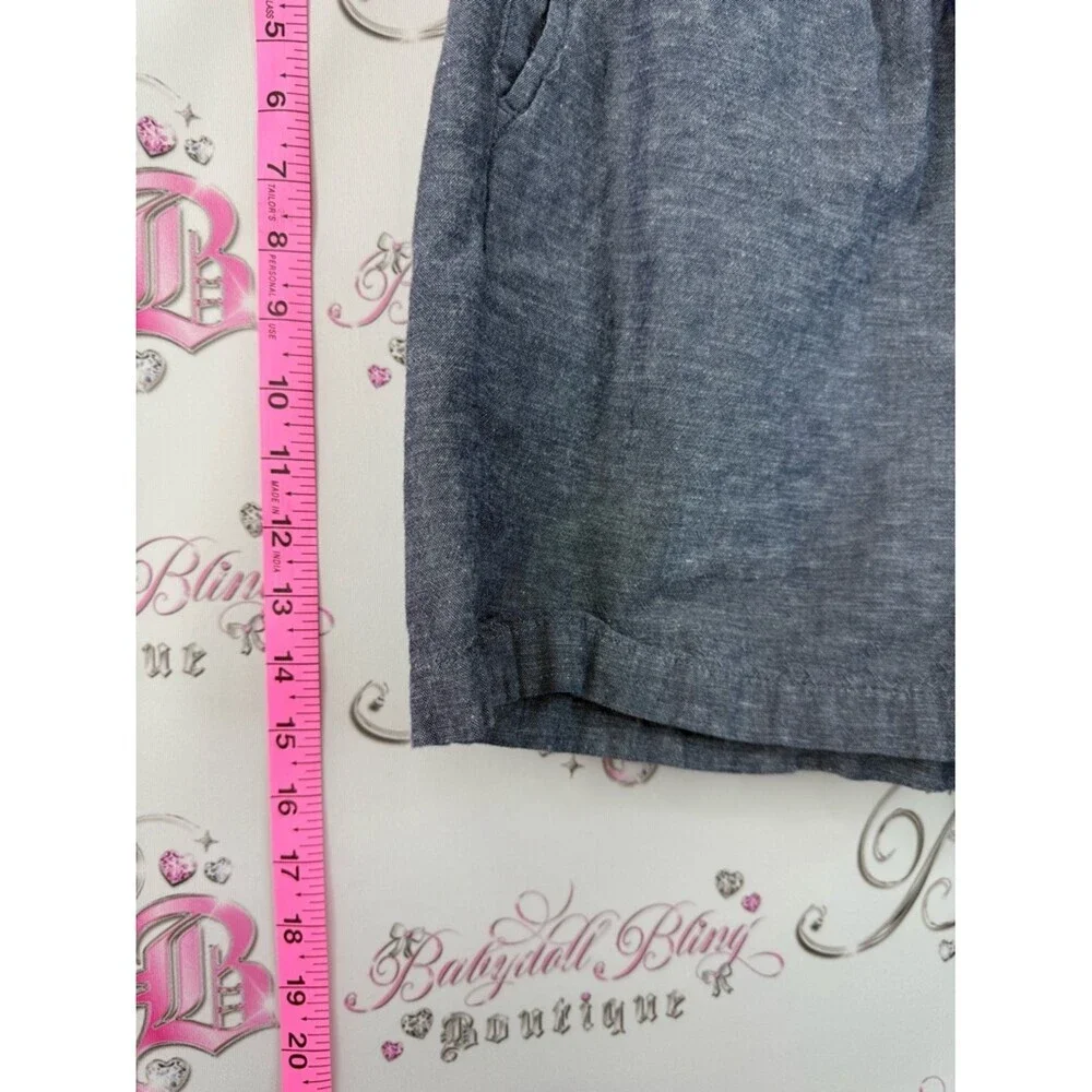 JACHS Girlfriend shorts blue navy Chambray Drawstring Shorts in Heather Navy